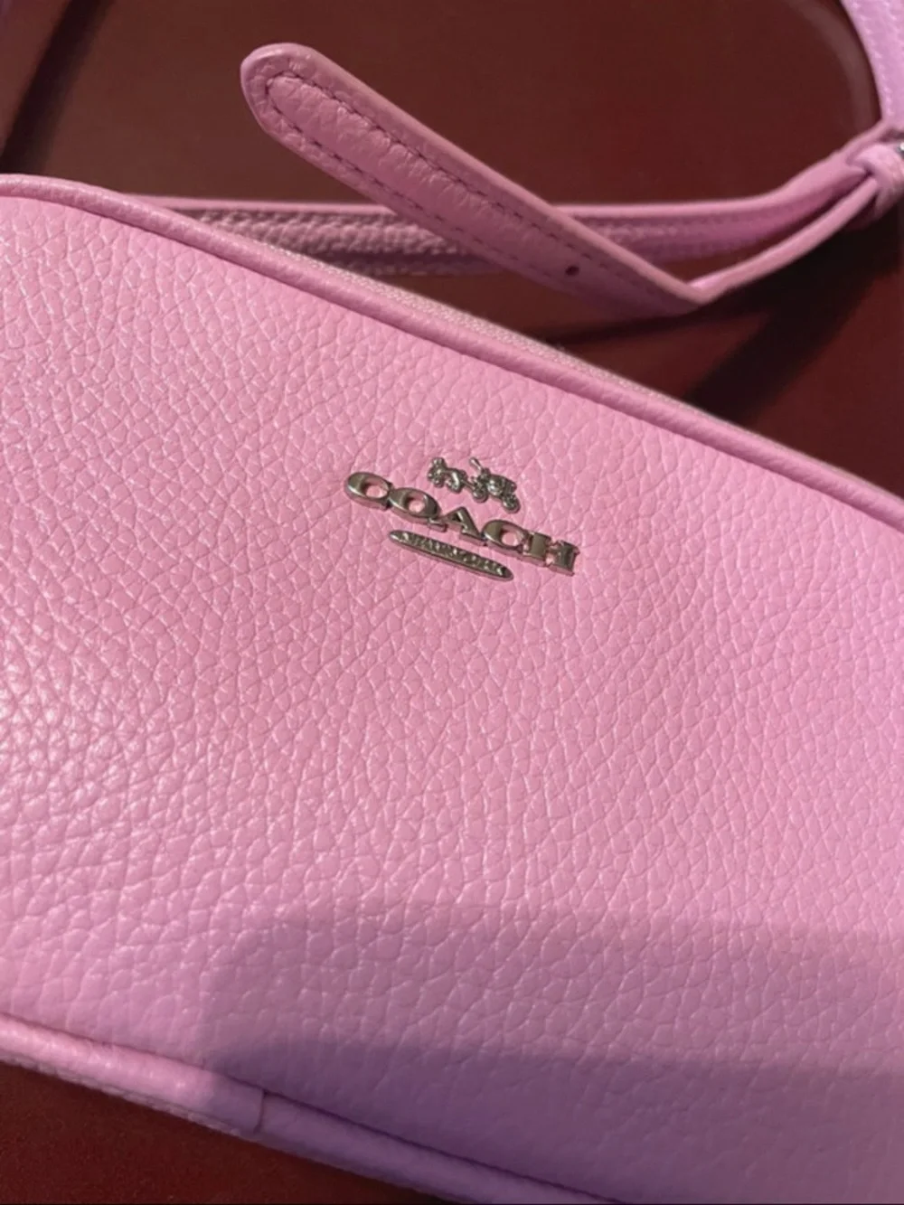 Coach Pink Pebbled Leather Crossbody Camera Bag